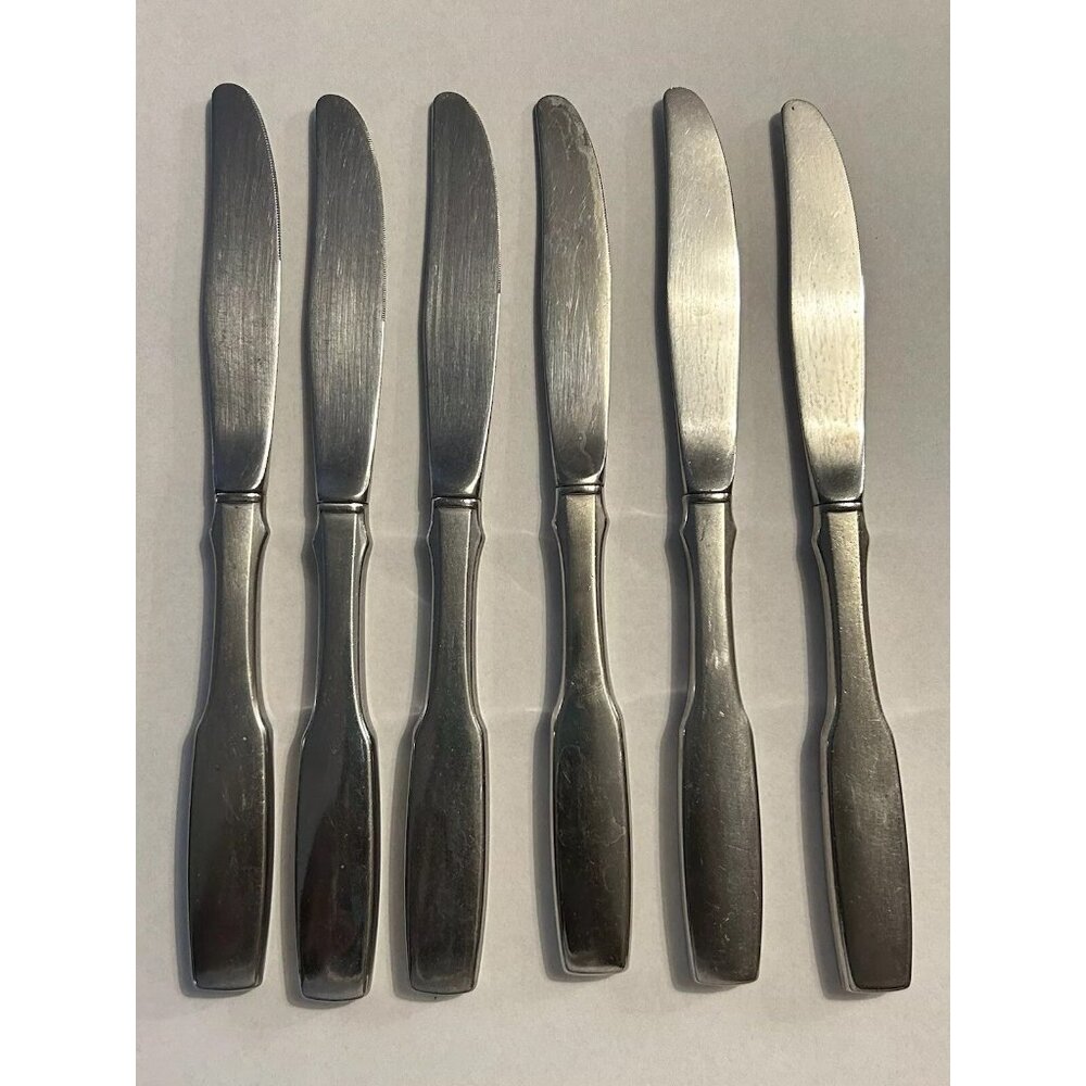 Oneida Community stainless satin Paul Revere lot 6 Dinner Knives Flatware Satin